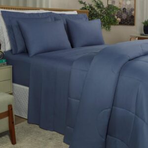 Jogo de Cama Casal 150 fios - Colore Indigo - Dui Design